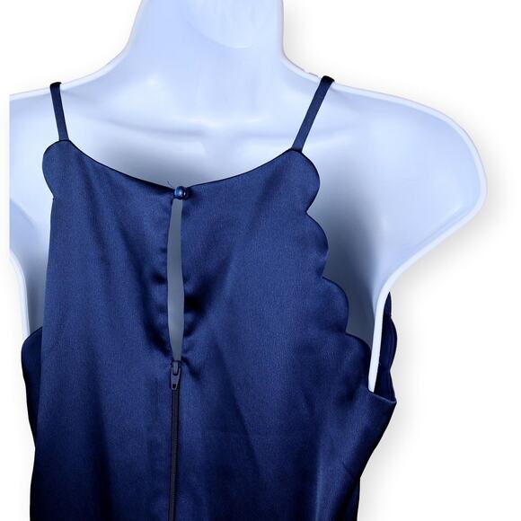 I.N. Navy Blue Satin Spaghetti Strap Mini Dress Juniors 9 - Picture 6 of 7